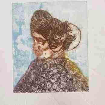 Vintage Native American Art Limited Edition of Hopi Woman Embossed Print
