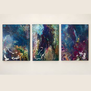 Original Abstract Triptych Painting – View From Space | Stina Vee