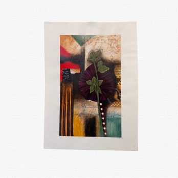 Scott Hile Hollyhock Signed Original Mixed Media Floral Artwork